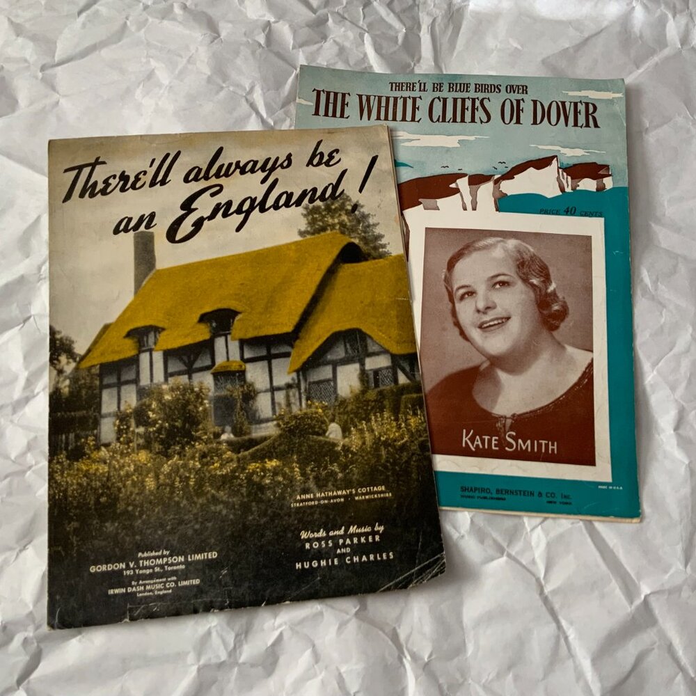 VINTAGE SHEET MUSIC LOT OF 2 WHITE CLIFFS OF DOVER/THERE'LL ALWAYS BE AN ENGLAND